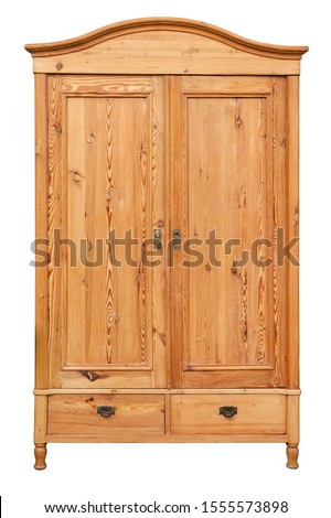 Old cabinet Biedermeier antique isolated on white Royalty-Free Stock Photo #1555573898