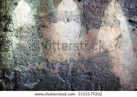 Close up view on concrete wall textures with three spotlights in high resolution