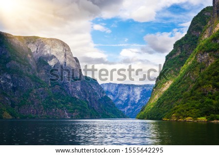 Panoramic  view of Sognefjord, one of the most beautiful fjords in Norway