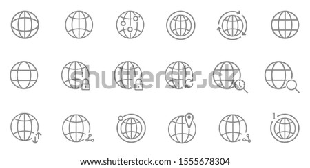 Earth day vector line icons set. Editable Dash Line Earth and Internet Vector Icons