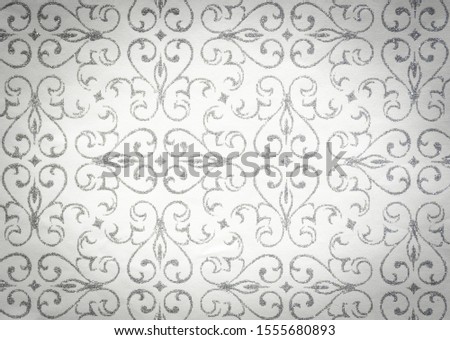 Floral decorative silver-grey pattern on the white background as ilustration/background/texture