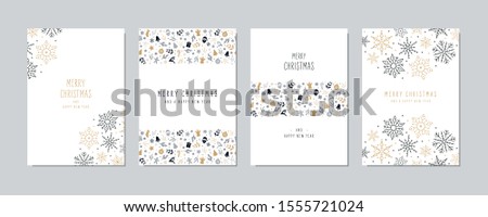 Christmas card set. Merry Christmas icon greeting text lettering card set white background vector. Royalty-Free Stock Photo #1555721024