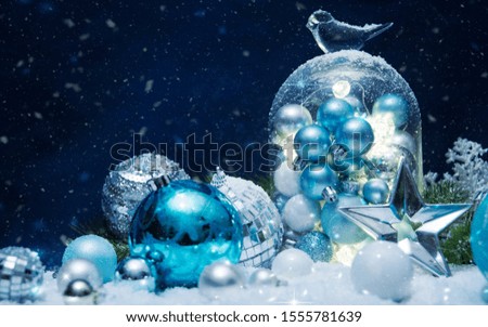 Merry Christmas and Happy New Year, Holidays greeting card, blurred bokeh background