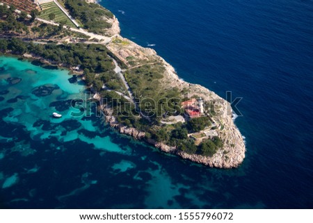 Aerial view of the coast of Mallorca, Balearic Islands, Spain.