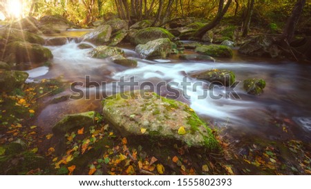 Beautiful mountain river from Spain, long exposure picture