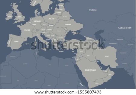 europe-middle east countries map.
eu map. arab map.  Royalty-Free Stock Photo #1555807493