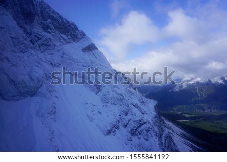 Amazing view of Zugspitze, the highest mountain in germany with a ski station