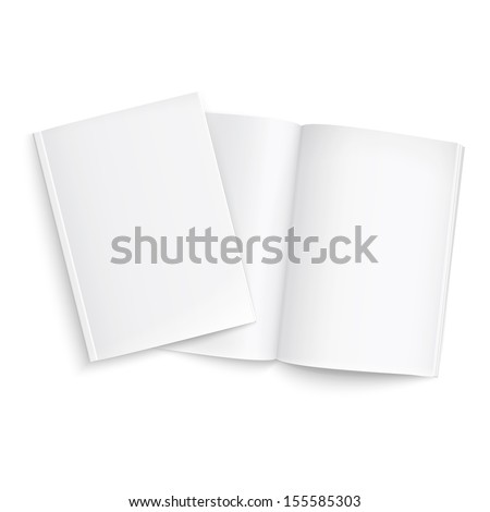 Couple of blank magazines template. on white background with soft shadows. Ready for your design. Vector illustration. EPS10. Royalty-Free Stock Photo #155585303