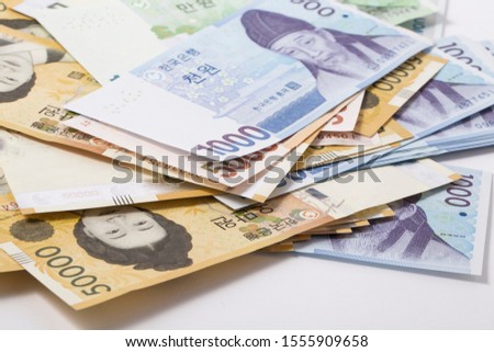Korean banknote-the Korean Republic Won is the currency of South Korea. Royalty-Free Stock Photo #1555909658