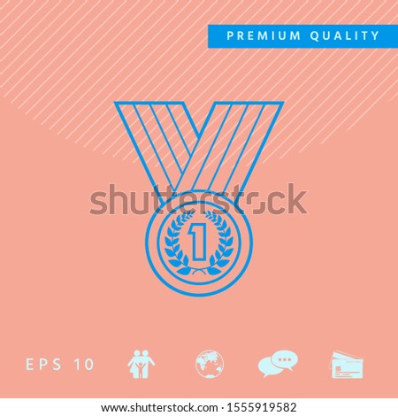 Medal with Laurel wreath. Line icon. Graphic elements for your design