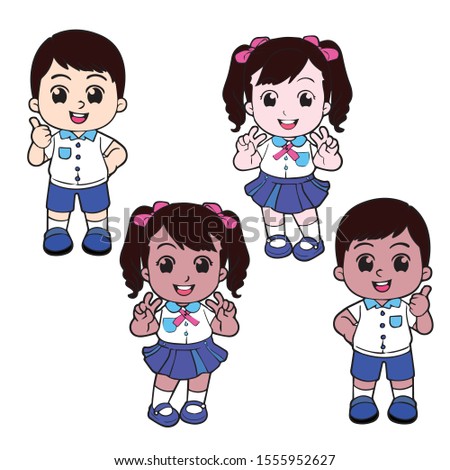 Characters of a child wearing a kindergarten costume - vector