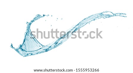blue water splash isolated on white background 