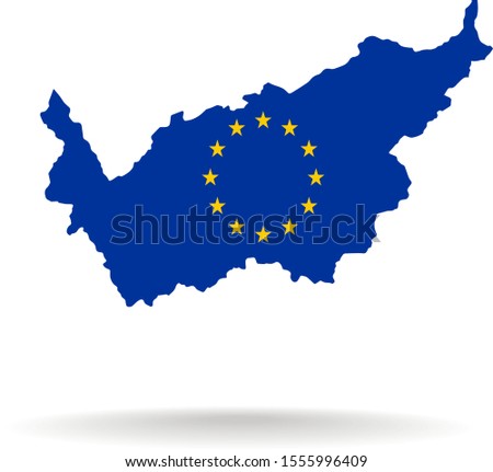 Map Canton of Valais (Switzerland) in European Union (EU) flag colors, editable vector. 