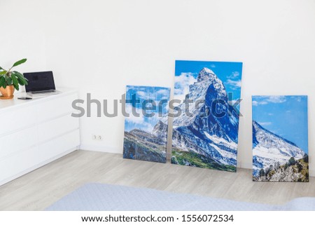 the picture is standing near the wall