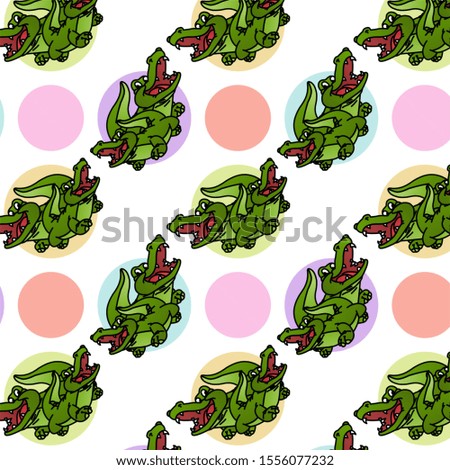 The Amazing of Cute Crocodile Illustration, Cartoon Funny Character in the Colorful Background, Pattern Wallpaper