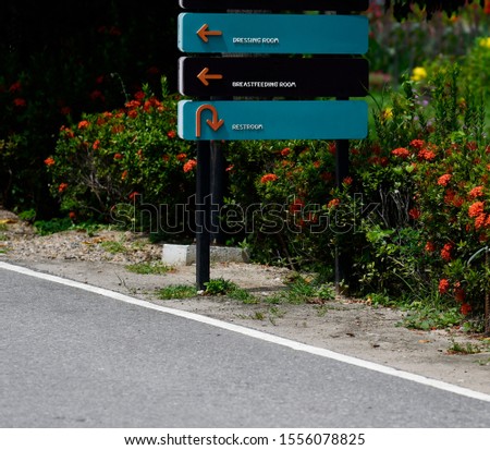 Guide post or Signs for dressing room, bathroom, breastfeeding room On the road at the park or petrol station