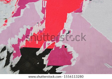 Creative colourful vivid arty street poster paper pattern  Royalty-Free Stock Photo #1556113280