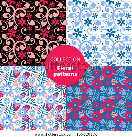 Seamless vector floral pattern set 