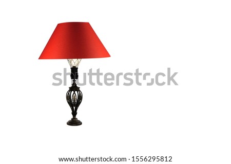 red desk light, white background