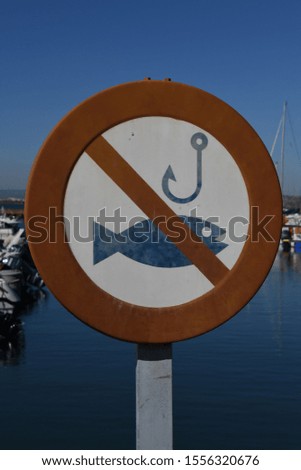 Traffic sign: "Fishing prohibited" province Huelva, Spain