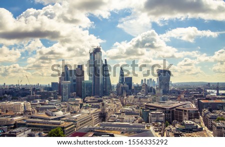 City of London view, business, banking and office area. London, UK 