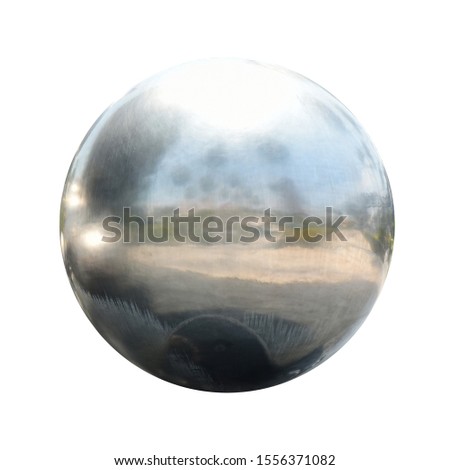 Chrome metal ball with black drop shadow on white background. This has clipping path.
