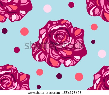 Seamless floral pattern with roses hand drawing decorative background. Vector Illustration. Print for textile, cloth, wallpaper, scrapbooking