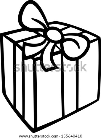 Black and White Cartoon Illustration of Christmas or Birthday Present or Gift Object Clip Art for Coloring Book