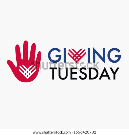 Giving Tuesday, global day of charitable giving. Helping hand with heart shape. Charity campaign banner design, vector illustration. Royalty-Free Stock Photo #1556420702