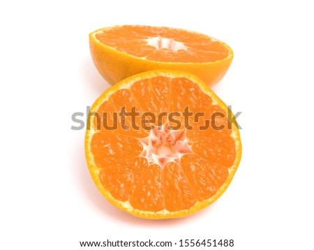 Japanese mandarin orange cut in half