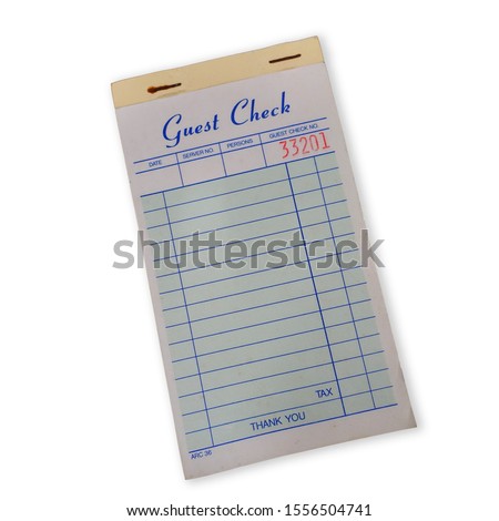 Pad of Blank Guest Checks - Restaurant Bill         Royalty-Free Stock Photo #1556504741
