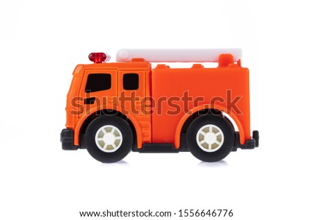 Toys Fire Truck isolated on a white background.