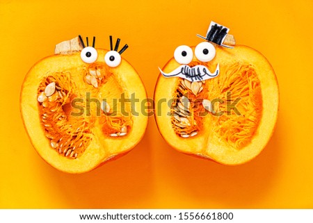 organic pumpkin on the yellow background