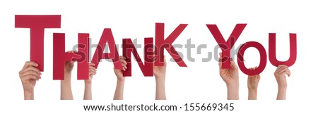 Many People Holding the Red Word Thank You, Isolated Royalty-Free Stock Photo #155669345