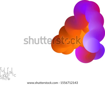 Abstract 3D fluid shape isolated on white background. Colorful gradient twisted element for web banner or flyer. Multicolored blend with swirls  waves and twists.