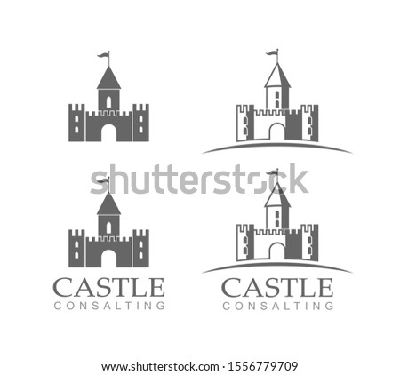 Castle in vector gray color. Logo modern style for use on the website