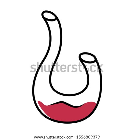 Decorative swan decanter red color icon. Wine service. Alcohol beverage. Aperitif drink. Party, holiday, celebration. Bar, restaurant, winery glassware, tableware. Isolated vector illustration