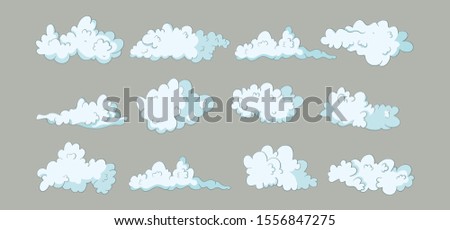 Huge vector clip art hand drawn cloud collection. Blue sky symbol weather icon set for print and web design.