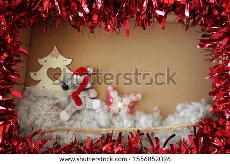    christmas tree with mouse, decorations and gifts                            