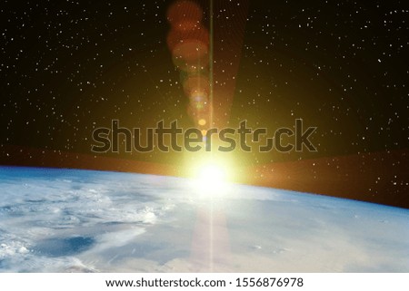 Sunrise, view from space. The elements of this image furnished by NASA.
