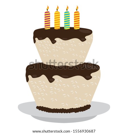 Isolated birthday cake with candles on a white background - Vector illustration