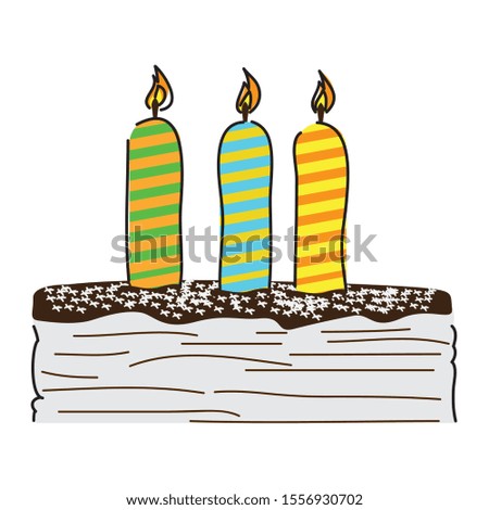 Isolated sketch of a birthday cake with candles - Vector illustration