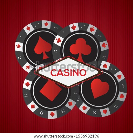 Poker chips on a casino background - Vector illustration