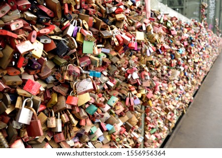 Thousands of love locks on a bridge.