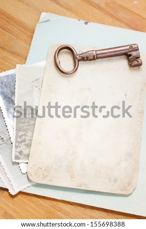 vintage background of old photos with key