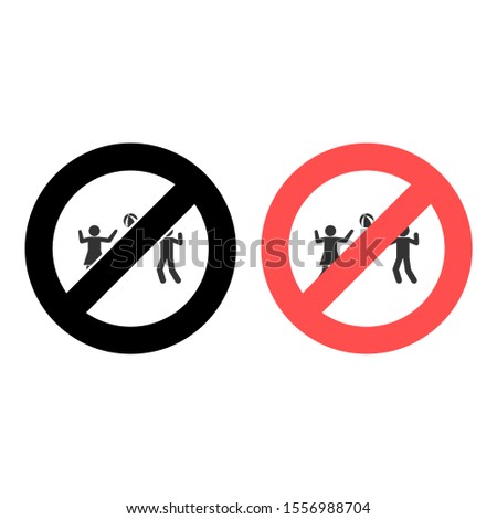 No ball game with a friend icon. Simple glyph, flat vector of friendship ban, prohibition, embargo, interdict, forbiddance icons for ui and ux, website or mobile application