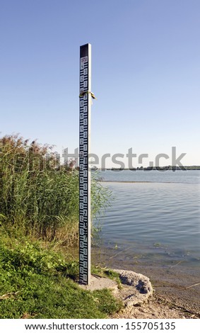 The Danube watermark bearing, where it extended water during the flood in June 2013 by Bratislava, Slovakia.