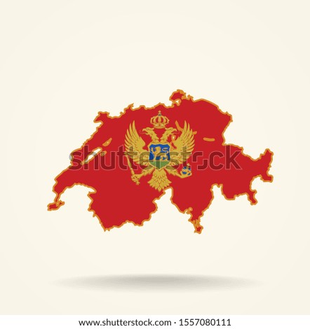 Map Switzerland in Montenegro flag colors, editable vector. 