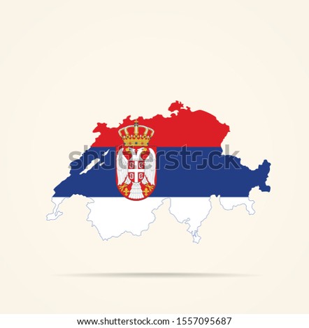 map of Switzerland combined with Serbia flag.