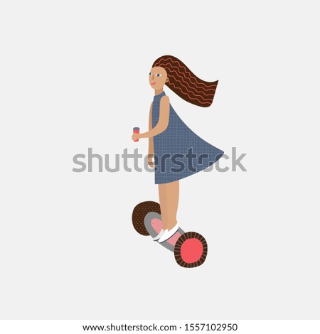 City transportation active life style character illustration simple card. Fast move people vector. Urban fashion transport ecology optimisation postcard graphic design element. Cute bicycle scooter